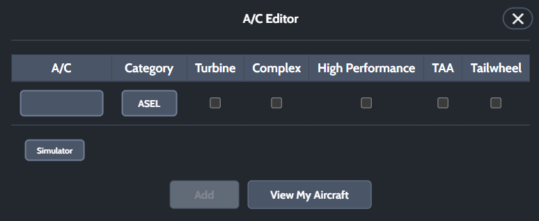 Aircraft database editor for tracking turbine complex high performance and TAA attributes